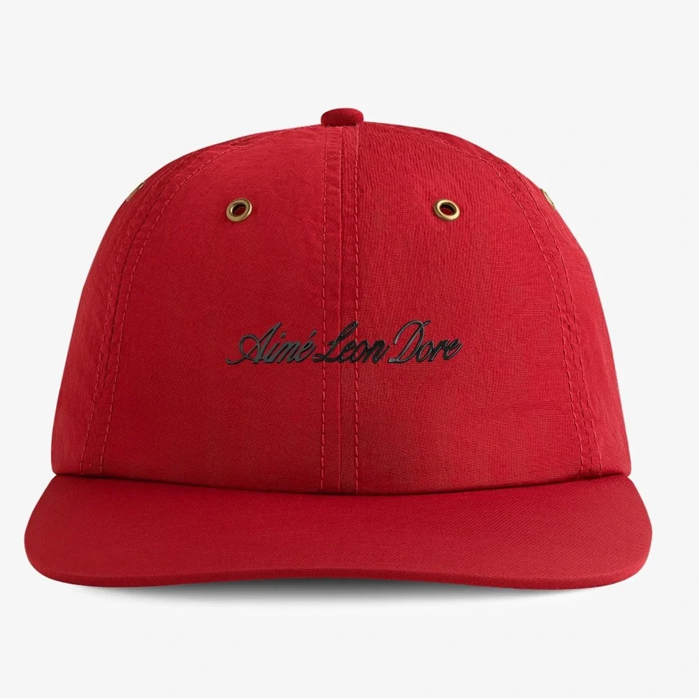 NEW AIME LEON DORE script sport nylon twill 6 panel hat cap red